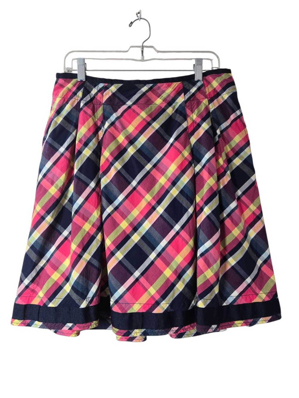 Vintage L.L.Bean Plaid Cotton Full A-Line Skirt 10Regular Pockets Preppy 90s Y2K